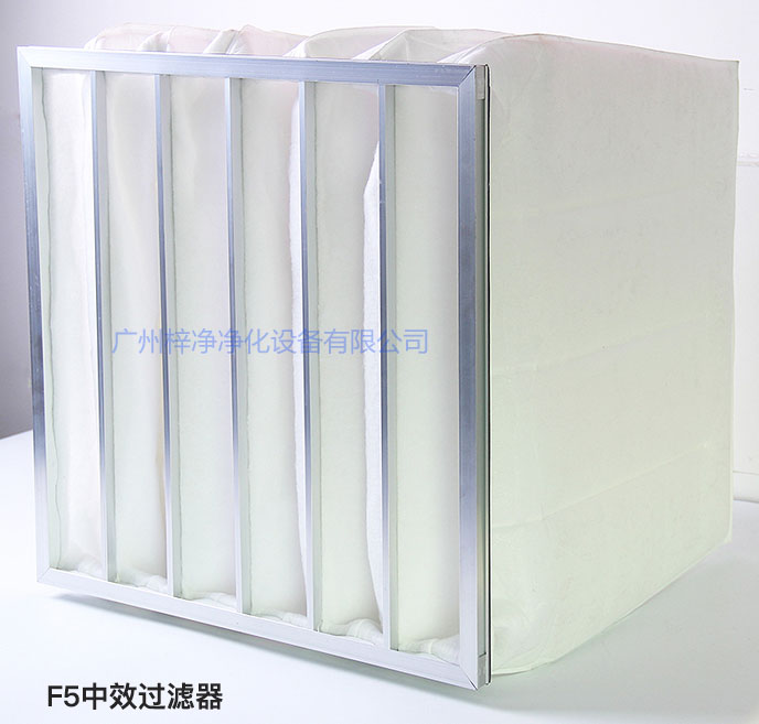 F5級袋式中效過濾器主要用于商業(yè)大樓、劇院、車站。